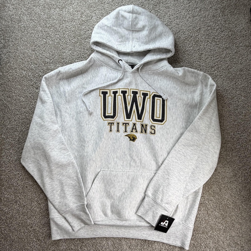 UWO Titans Hoodie Sweatshirt Mens XL Gray NCAA College J America Fleece Pullover